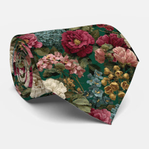 Emerald Garden Vintage Floral Wedding Tie