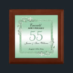 Emerald Gem & Glitter 55th Wedding Anniversary Gift Box<br><div class="desc">Glamourous and elegant posh 55th Emerald Wedding Anniversary gift box with stylish emerald green gem stone jewels corner antique decorations and matching coloured glitter border frame. A romantic design for your celebration. All text, font and font colour is fully customisable to meet your requirements. If you would like help to...</div>