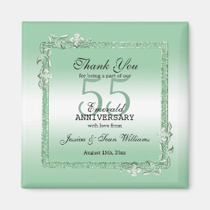 Emerald Gem & Glitter 55th Wedding Anniversary Magnet