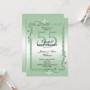 Emerald Gem & Glitter 55th Wedding Invitation