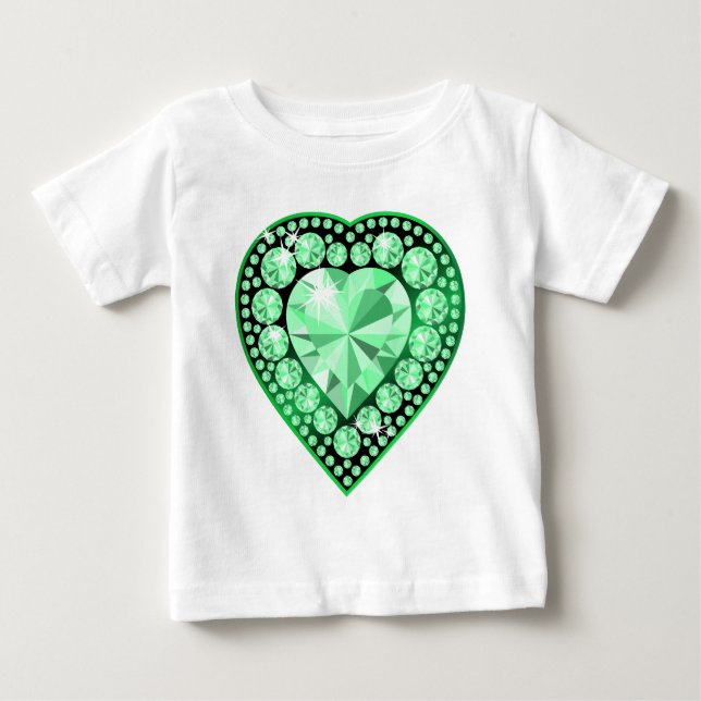 Emerald Gem Heart Baby T-Shirt (Front)