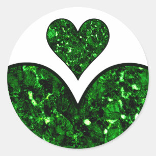 Emerald Gem Heart Classic Round Sticker