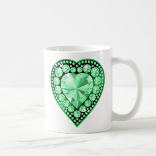 Emerald Gem Heart Coffee Mug
