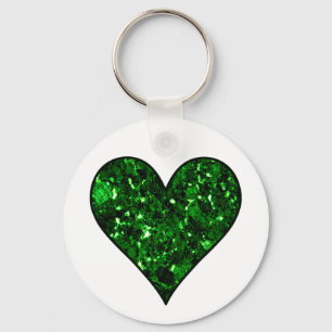 Emerald Gem Heart Key Ring