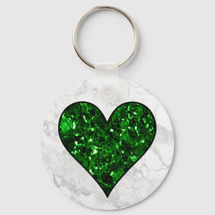 Emerald Gem Heart Key Ring