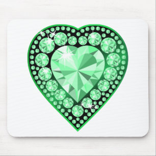 Emerald Gem Heart Mouse Mat