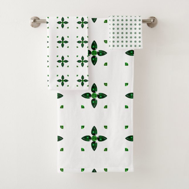 Emerald Gemstone Art, Green Bath Towel Set (Insitu)