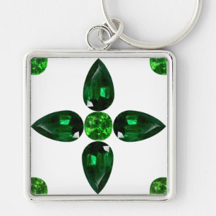 Emerald Gemstone Art, Green Keychain