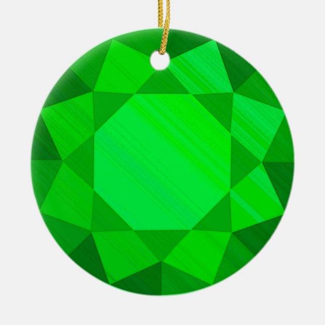 Emerald Gemstone / Jewel Graphic Image  Ceramic Tree Decoration (Front)