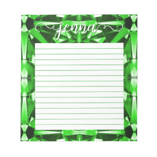 Emerald Gemstone Lined Personalised Notepad