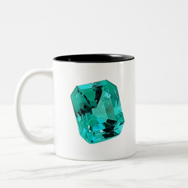 Emerald Gemstone printed on Two-Tone Coffee Mug (Left)