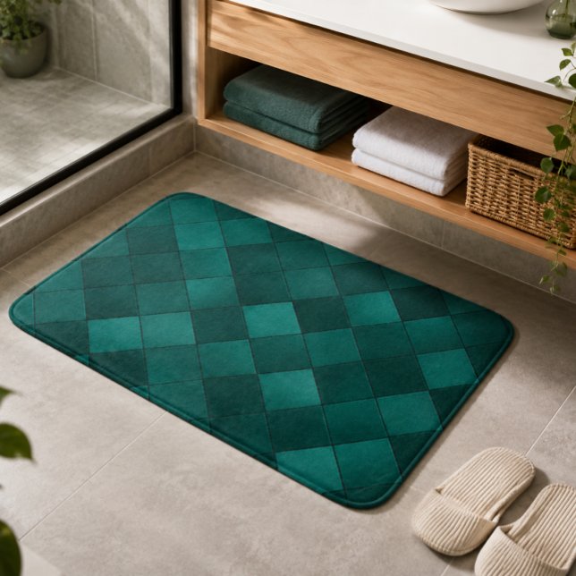 Emerald Geometric Tile Luxury Bath Mat (Creator Uploaded)