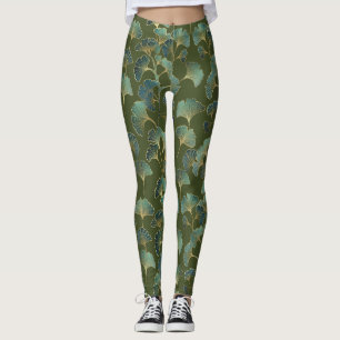 Emerald Ginkgo Elegance – Luxury Gold Botanical 1 Leggings