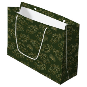 Emerald Ginkgo Elegance – Luxury Gold Botanical 5 Large Gift Bag