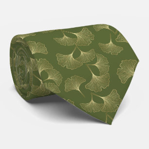 Emerald Ginkgo Elegance – Luxury Gold Botanical 8 Tie