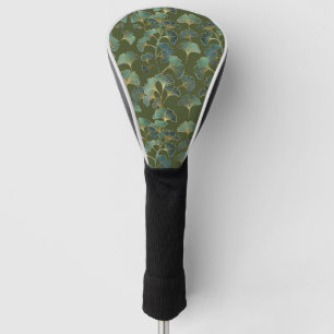 Emerald Ginkgo Elegance – Luxury Gold Botanical Golf Head Cover
