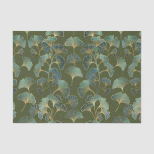 Emerald Ginkgo Elegance – Luxury Gold Botanical Tissue Paper