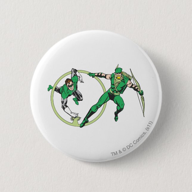Emerald Gladiator & Emerald Archer 6 Cm Round Badge (Front)