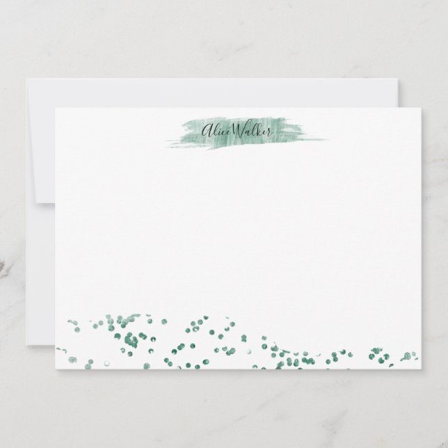 Emerald Glitter ⎢ Personalised Note Card (Front)