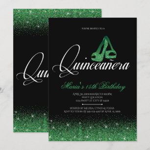 Emerald Glitter, Quinceanera Invitations
