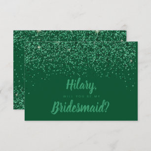 Emerald Glitz Glitter Bridesmaid Card