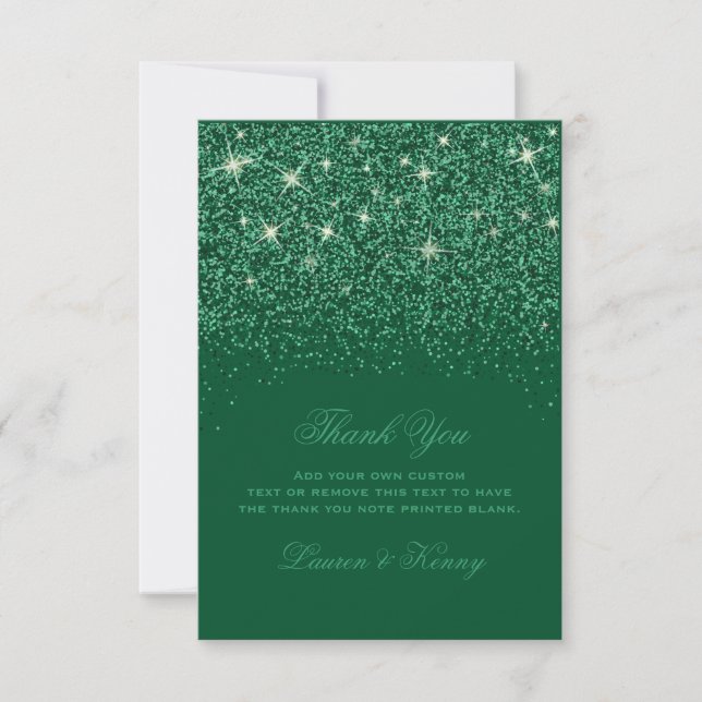 Emerald Glitz Glitter Thank You Cards (Front)
