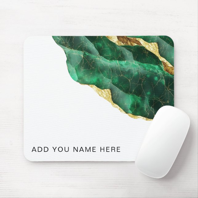 Emerald Gold Add Your Text Custom Mouse Mat (With Mouse)