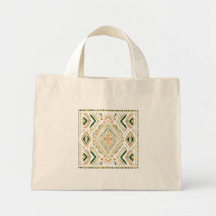 Emerald Gold African Geometric Pattern Mini Tote Bag