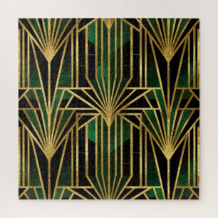 Emerald Gold Art Deco Glamour Jigsaw Puzzle