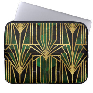 Emerald Gold Art Deco Glamour Laptop Sleeve