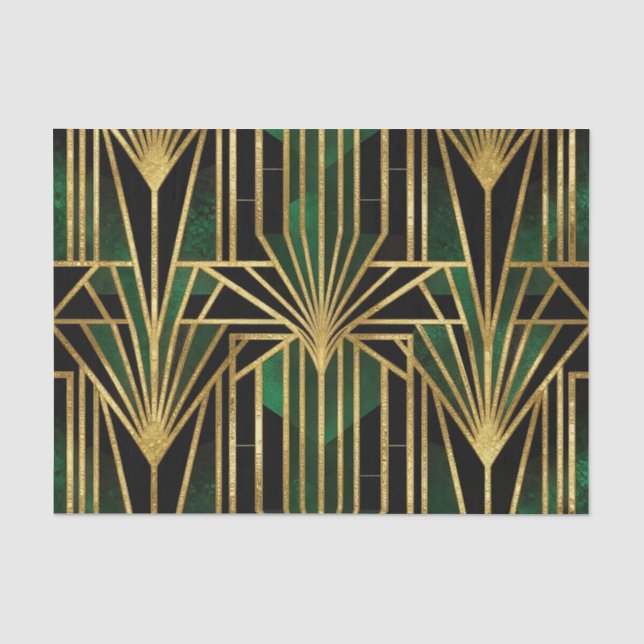Emerald Gold Art Deco Glamour Tissue Paper (Front)