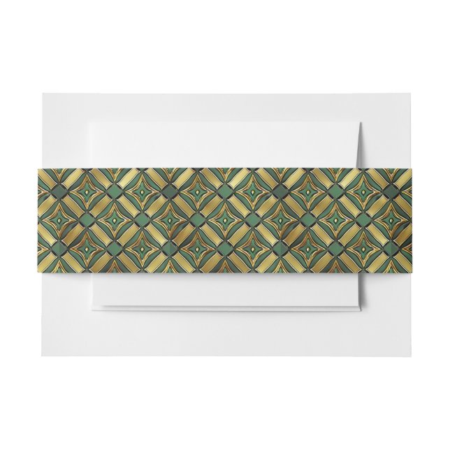 Emerald & Gold Art Deco Invitation Belly Band (Front Example)