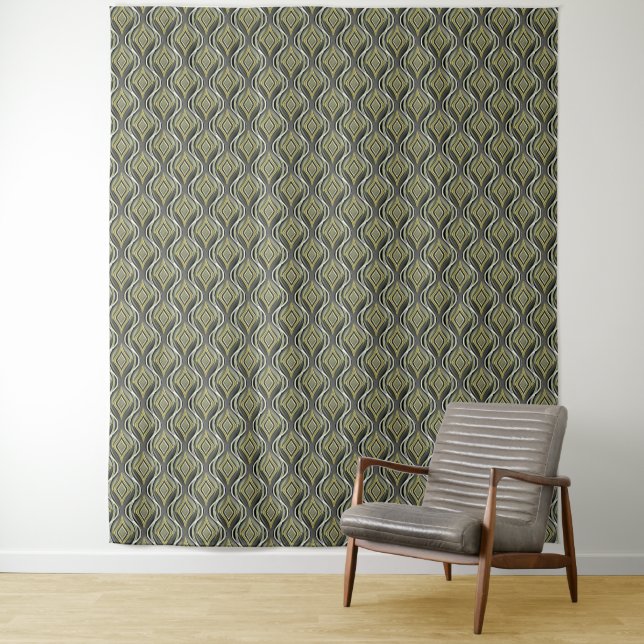 Emerald & Gold Art Deco Photo Backdrop Tapestry (In Situ)