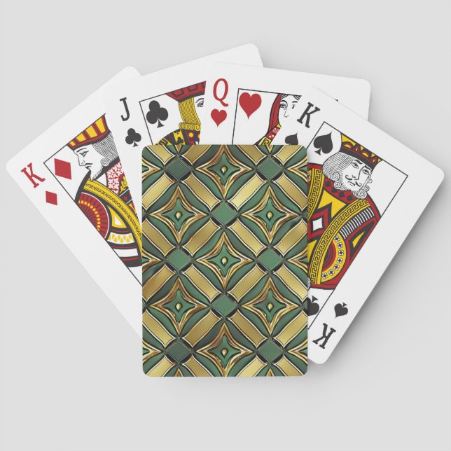 Emerald & Gold Art Deco Playing Cards (Back)