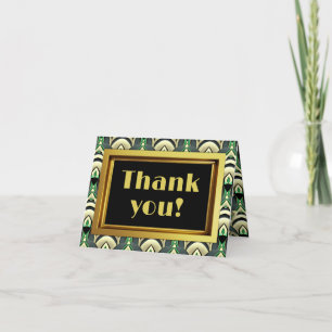 Emerald & Gold Art Deco Thank You Card