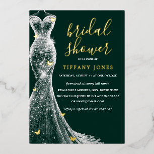 Emerald Gold Butterfly Dress Bridal Shower 