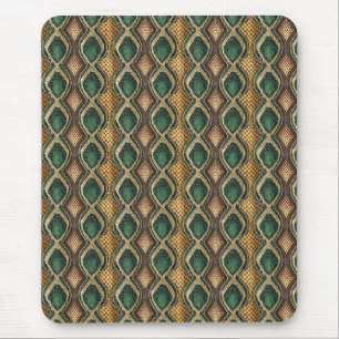 Emerald & Gold Diamond Snake Skin Pattern Design Mouse Mat