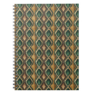 Emerald & Gold Diamond Snake Skin Pattern Design Notebook