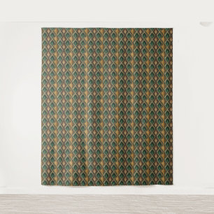 Emerald & Gold Diamond Snake Skin Pattern Design Tapestry