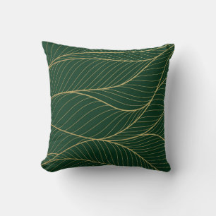 Emerald Gold Elegance: Luxury Wallpaper Design Cushion