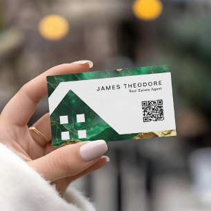 Emerald Gold Elegant Real Estate Agents Business Card