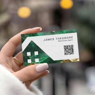 Emerald Gold Elegant Real Estate Agents Business Card