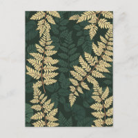 Emerald Gold Fern Forest Pattern