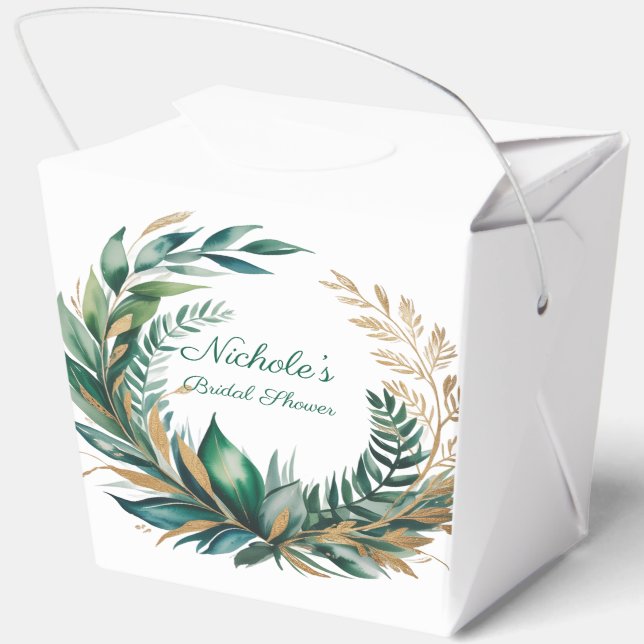 Emerald & Gold Floral Bridal Shower Favour Box (Back)