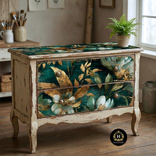 Emerald Gold Floral Seamless Decoupage Tissue Paper (Creator Uploaded)