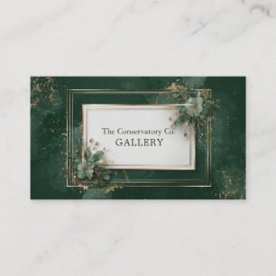 Emerald Gold Geometric Floral Dark Academia Business Card