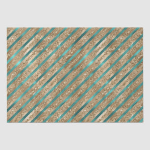 Emerald Gold Green Glitter Stripes Tissue Paper