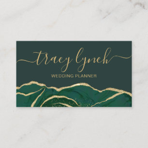 Emerald Gold Handwritten Script Calligraphy Business Card