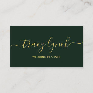 emerald Gold  Handwritten Script Calligraphy Business Card