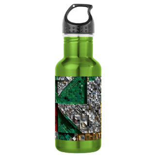 Emerald Gold Ivory Red Blue Giant Square Mosaic 532 Ml Water Bottle